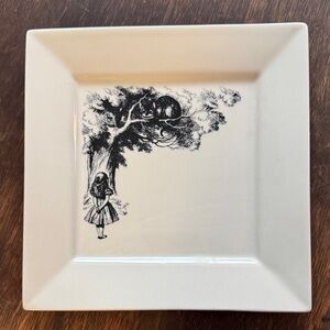 Square Plate with Black Alice in Wonderland Illustration Fishs Eddy